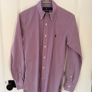 Ralph Lauren Men's Purple Gingham Shirt Long Sleeve Dress Shirt Blue Label